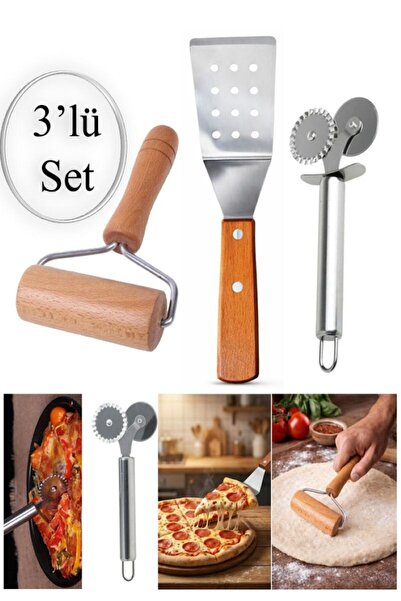 TARIK HOME 3-Piece Professional Pizza and Ravioli Set - Cutting Knife, Spatul...