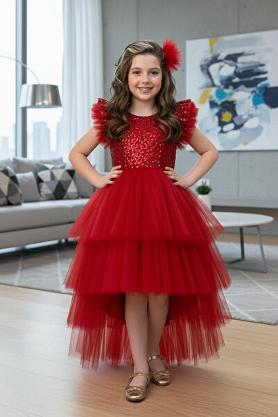 tny kids collection فستان بناتي مزين بالترتر مع ذيل