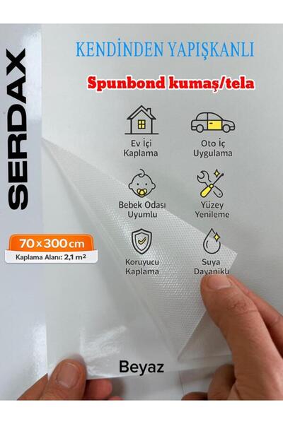 SERDAX Extra Yapışkanlı Spunbond kumaş/tela kaplama beyaz 70cm x 300cm