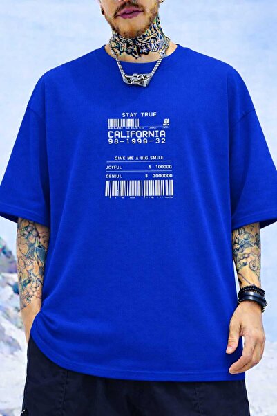 New Shine Μπλουζάκι Saks Blue με τυπωμένο barcode