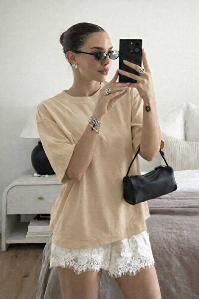 New Shine Solid Color Beige Unisex T-Shirt