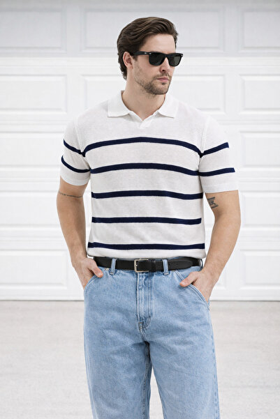 Delpino Polo Neck Knitwear Men's Cotton T-Shirt