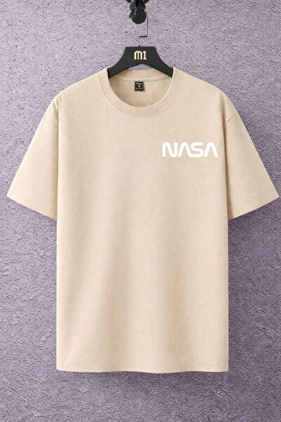 New Shine Nasa Printed Beige Unisex T-Shirt