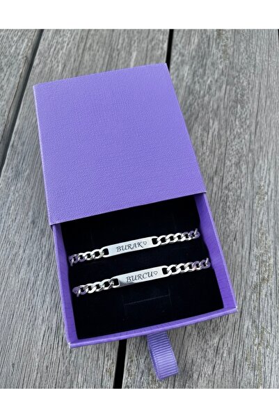 Mooncollection Kişiye Özel Lazer Baskılı Çift Bilekliği Hediye Sevgili Arkada...