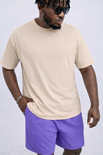 New Shine Solid Color Beige Unisex T-Shirt