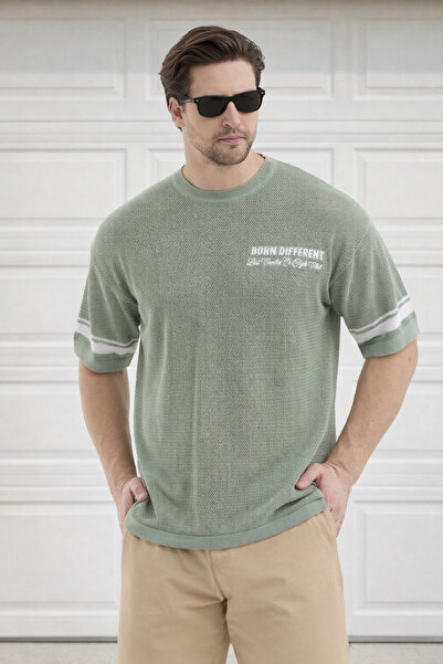 Delpino Crew Neck Knitwear Men's Cotton T-Shirt