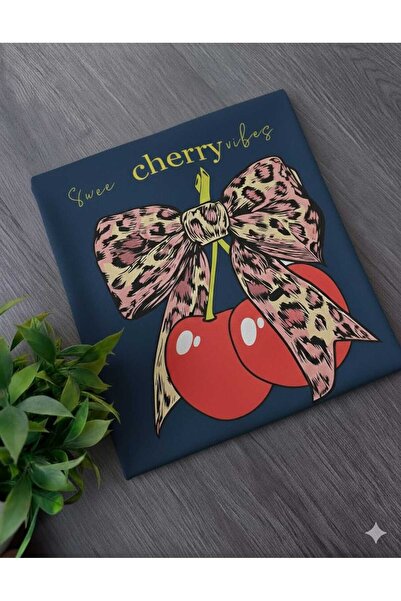 New Shine Tricou unisex albastru Saks cu imprimeu Cherry Cherry