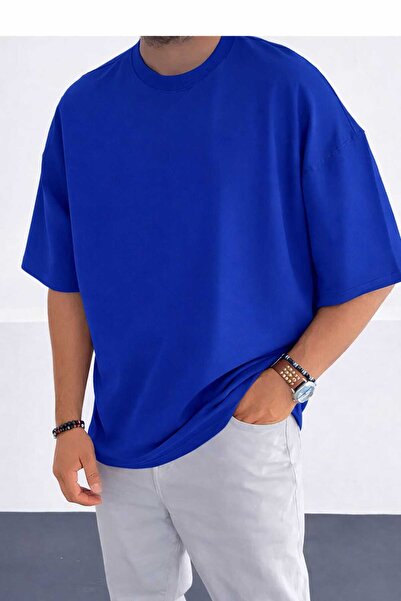 New Shine Μονόχρωμο μπλουζάκι Saks Blue Unisex