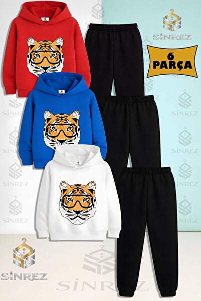 SİNREZ Set de trening cu glugă pentru copii, unisex, cu ochelari TIGER EYES, ...