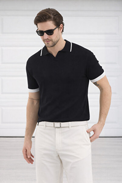 Delpino Polo Neck Knitwear Men's Cotton T-Shirt