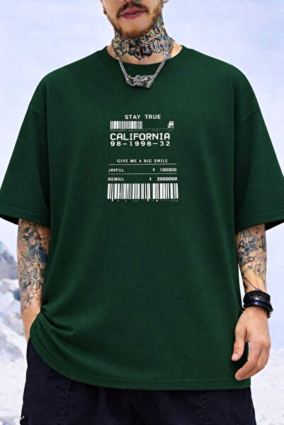 New Shine Barcode Printed Green T-Shirt