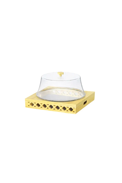 Royal Acrylic Cake Plate with Wooden Base 30cm