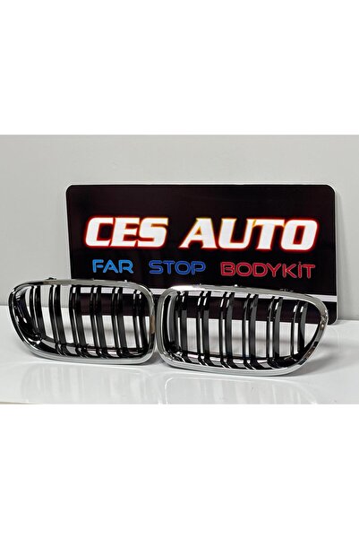 CESAUTO BMW 5 SERİSİ F10 (2010-2017) KROM ÇİFT ÇITA PANJUR BÖBREK SETİ PİANOB...