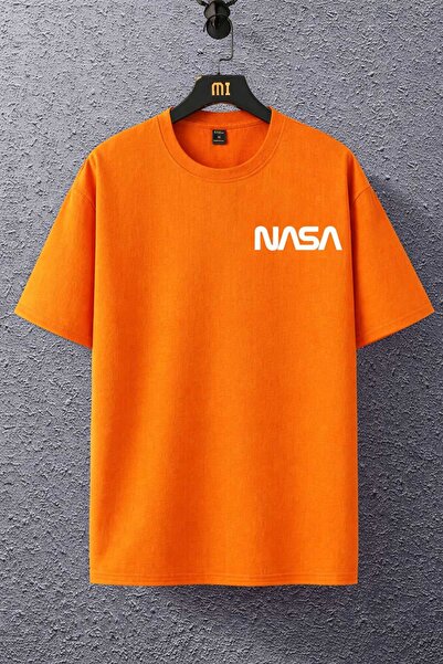 New Shine Nasa Printed Orange Unisex T-Shirt