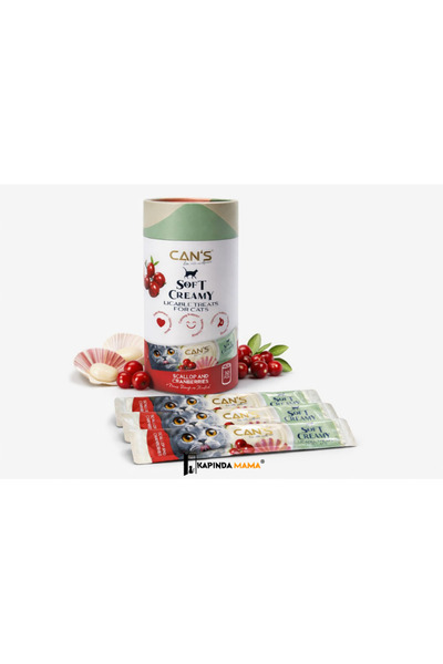 Cans Can’s Soft Creamy Deniz Tarağı ve Kızılcık Aromalı Kedi Ödül Kreması 15 ...