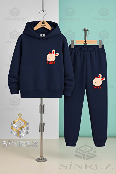 SİNREZ Children's Unisex Tavsan Heart Head Lower and Upper Logo Printed Hoode...