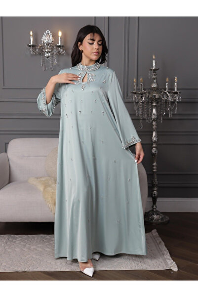 Nice Model Elegant Eid Al-Fitr Silk Jalabiya Hand-Embroidered Sequin Dress fo...