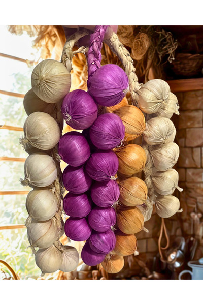 Home Yapay Sarkıt Asılabilir Sebze Set , Yapay Kırmızı,Sarı,Beyaz Soğan ve Sa...
