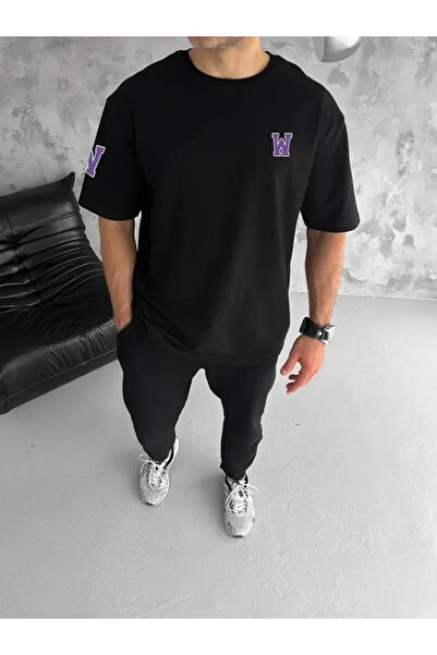 USLUCAN ALIŞVERİŞ Unisex Crew Neck Printed Oversize T-Shirt - Black