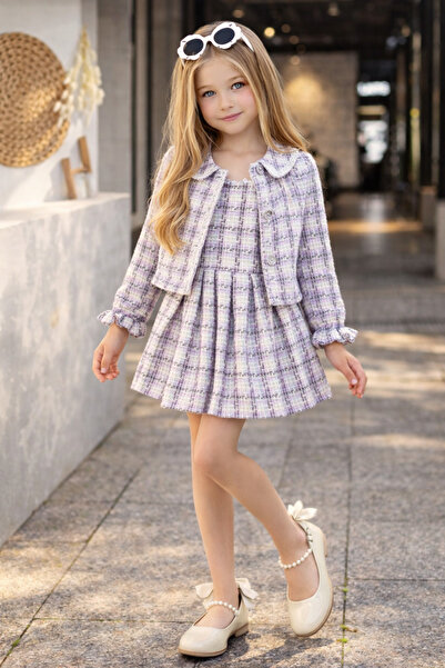 KOKOŞ BEBEK Kız Çocuk Tüvit Elbise ve Ceket Takım 2’li Set - 3/10 Yaş 31665