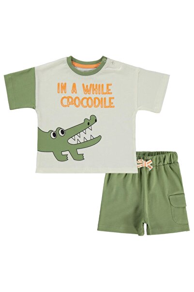 Civil Baby Crocodile Printed 3-12 Months Set - Ecru 6-9 Months