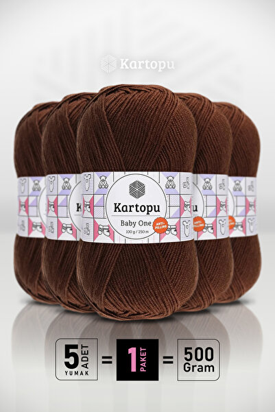 Kartopu Baby One - Kahverengi K890 - 5'li Paket - 100gr/250m - Bebek İpi - An...
