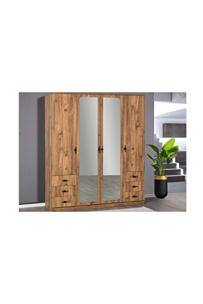 CaddeYıldız Siesta 4 Kapılı Gardrop - Ceviz