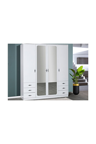 CaddeYıldız Siesta 4 Kapılı Gardrop - Beyaz