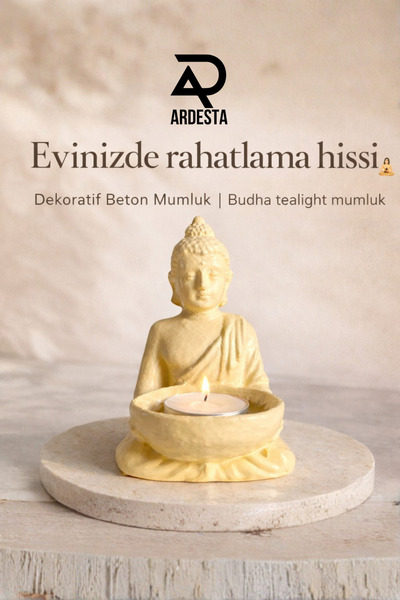 ardesta Dekoratif süs | Buda Figürlü Dekoratif Mumluk | Tealight Mumluk | Med...