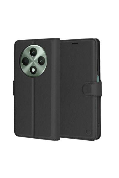 Techsuit Husă tip folio din piele pentru Oppo Reno 12 F 5G, neagră