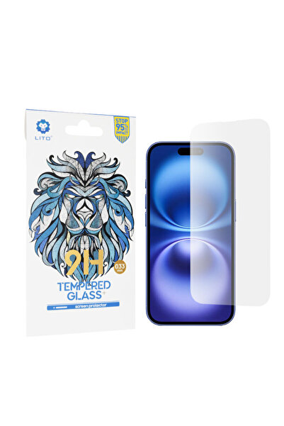Lito 9H Tempered Glass for iPhone 16, transparent