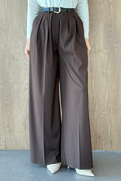 Hazamoda Arda Palazzo Belted Trousers Brown