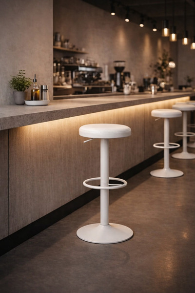 N.zone Round bar stool with adjustable height, sturdy metal base and stylish ...