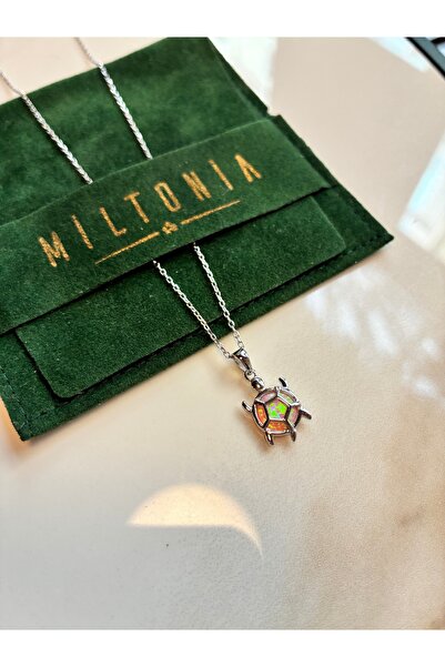 Miltonia 925s Opalli Kaplumbağa Gümüş Kolye