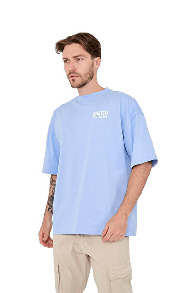 Ghetto off limits Back Printed Baby Blue Oversize T-shirt