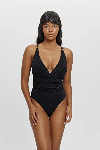 Louren M22101 Long Triangle Swimsuit-Black