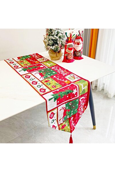Pwsap Christmas motif table runner, 193x32cm