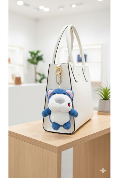 Şirin Öpücük Detaylı Gülümseyen Peluş Ayıcık Anahtarlık - 3 Renk Seçeneği ile...