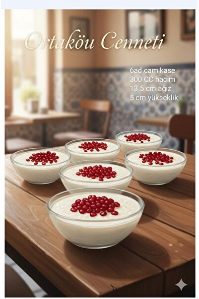 ORTAKÖY CENNETİ Bowl 6 Ad Glass Soup Rice Pudding Large Bowl 300 Cc Volume 13...