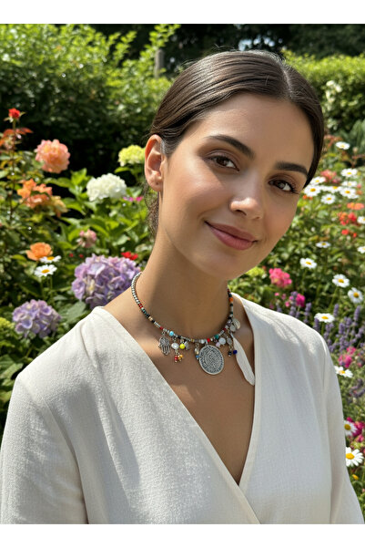 Moda Accessories Ethnic Bohemian Large Necklace – Antique Silver Look Women's...