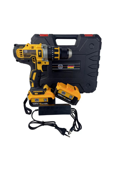 German Meister German Meister Impact Drill Kit, 2 128V 8AH Batteries, Metal C...