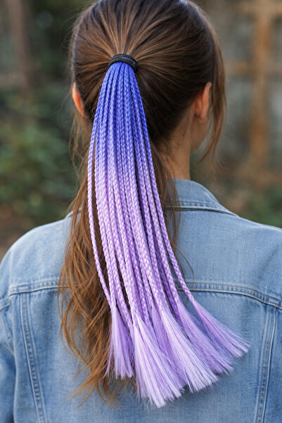 TUTU DESİGN Purple Ombre Braided Hair Accessory – Elastic Snap-On Colorful Ha...