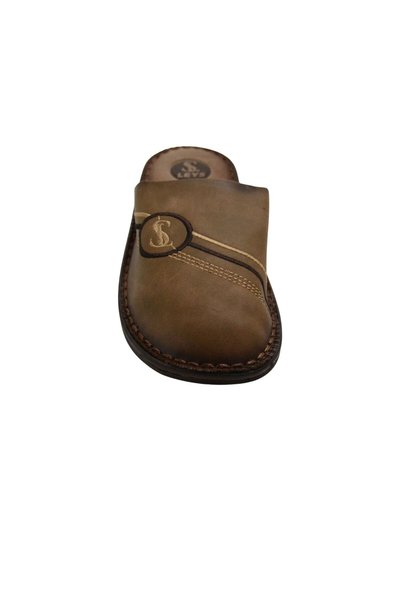 BGL Men's Tan Orthopedic Home Slippers – Embroidered Casual Home Slippers