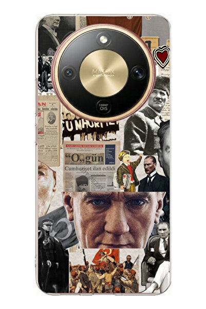 TechTree حافظة سيليكون مطبوعة بتصميم أتاتورك ريبابليك كولاج متوافقة مع هاتف H...