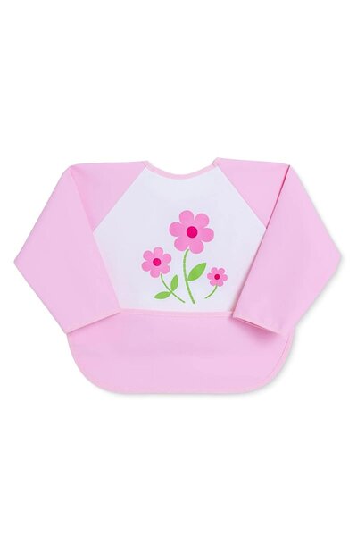 MATMEL مريلة أطفال طويلة الأكمام من البوليستر - بنقشة الزهور (قطعتان)