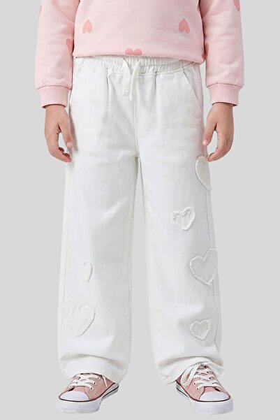 ww waka waka kids store Blugi pentru fetiță cu model de inimă și detaliu pe p...