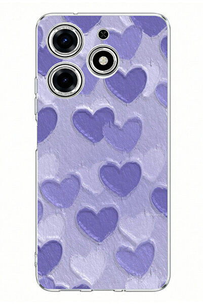 TechTree حافظة سيليكون مطبوعة بتصميم قلوب أرجوانية متوافقة مع هاتف Tecno Spar...