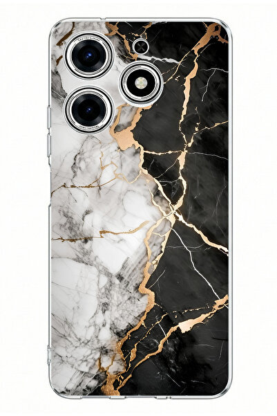 TechTree حافظة سيليكون مطبوعة بتصميم رخامي باللونين الأسود والأبيض متوافقة مع...