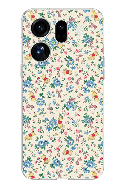 TechTree حافظة سيليكون مطبوعة عليها الدب ويني بوه والزهور متوافقة مع هاتف OPP...