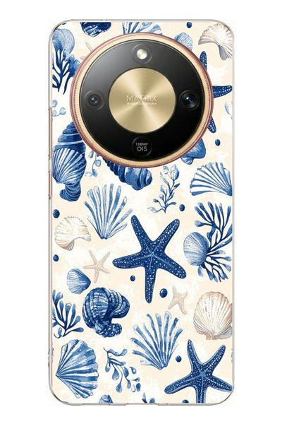 TechTree حافظة سيليكون متوافقة مع هاتف Honor Magic 8 Lite مطبوعة بنمط صدفة ال...